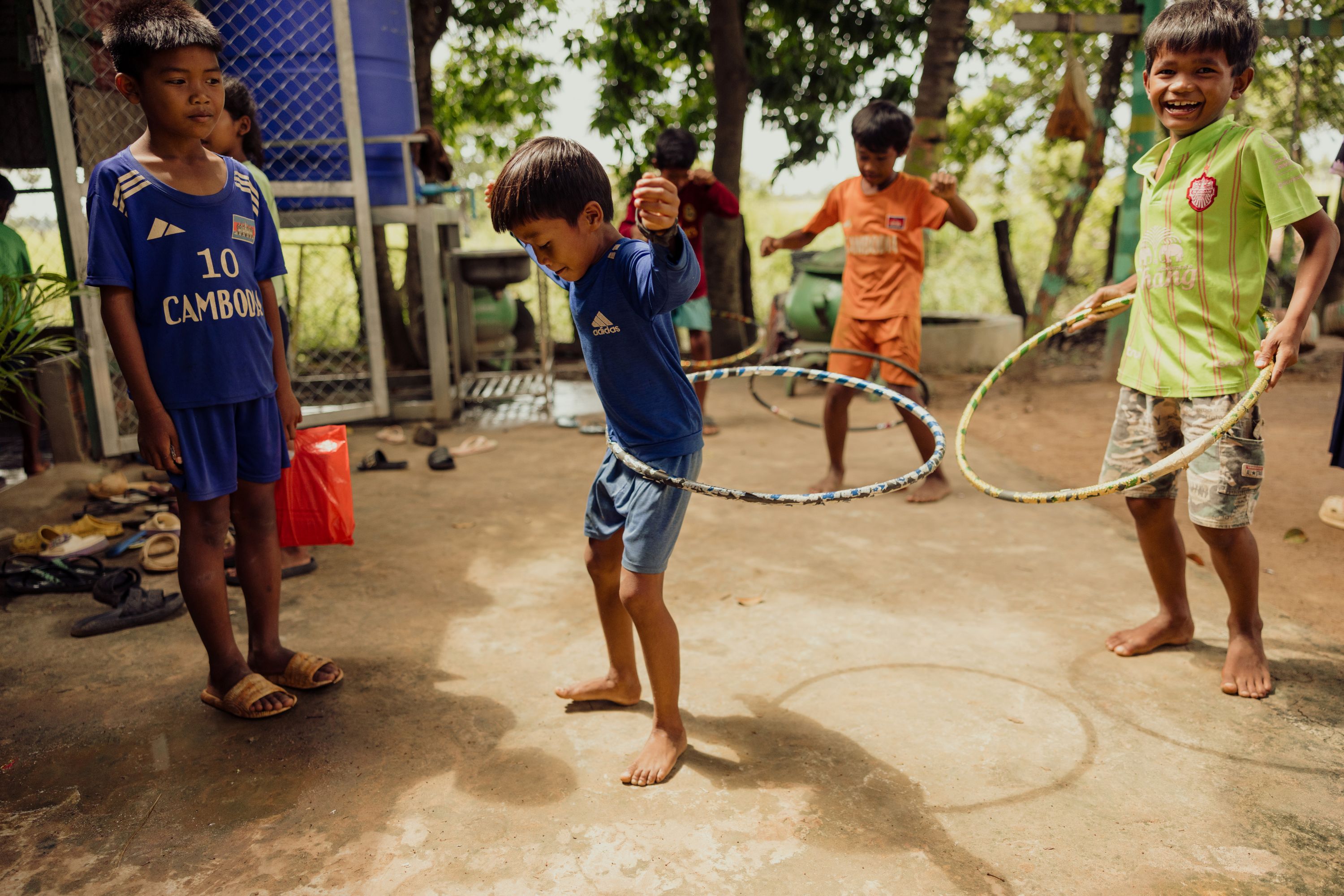 Children playing at a reading camp in Cambodia