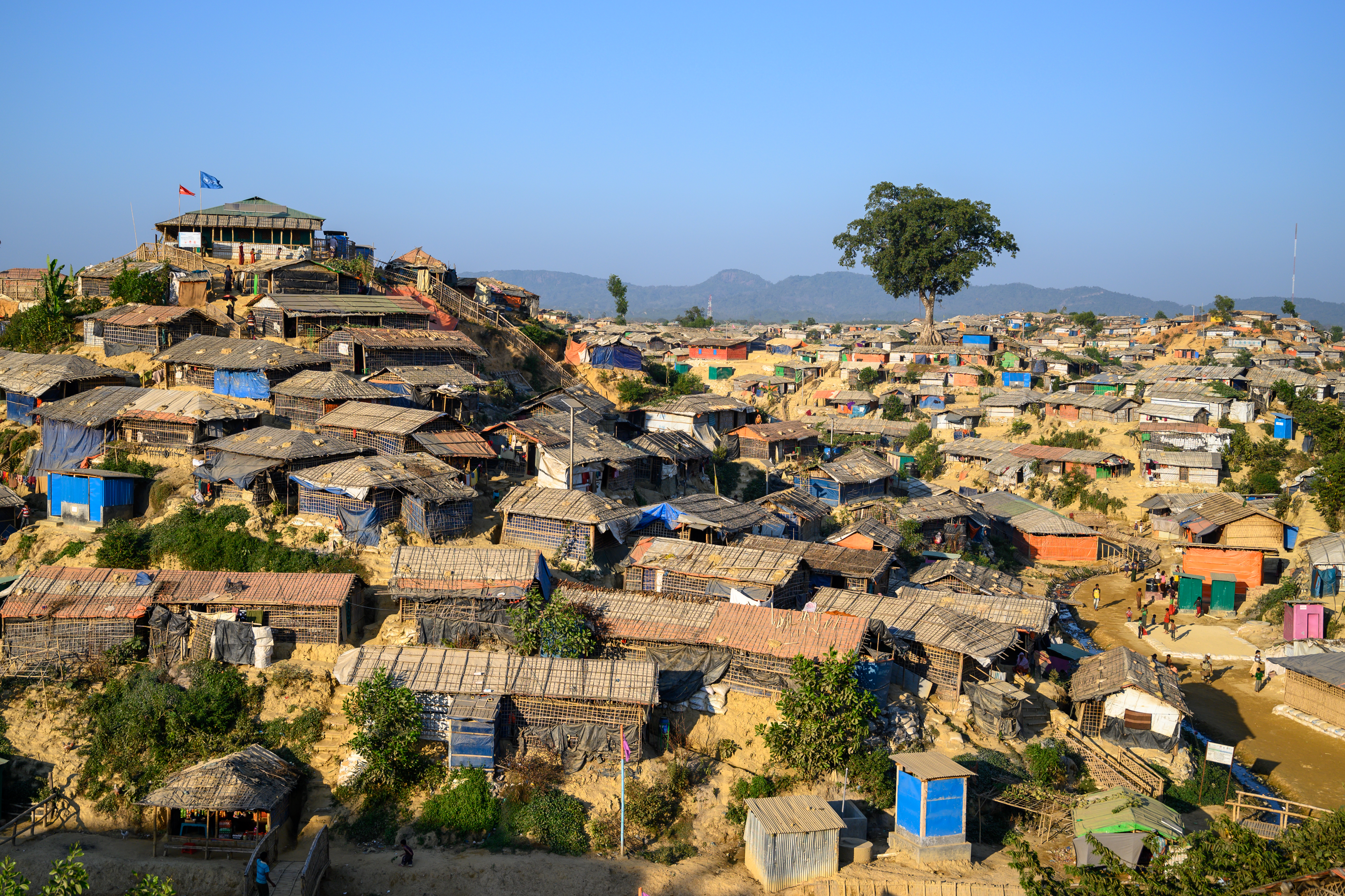 Overcrowded refugee camp in Cox's Bazar, Bangladesh.