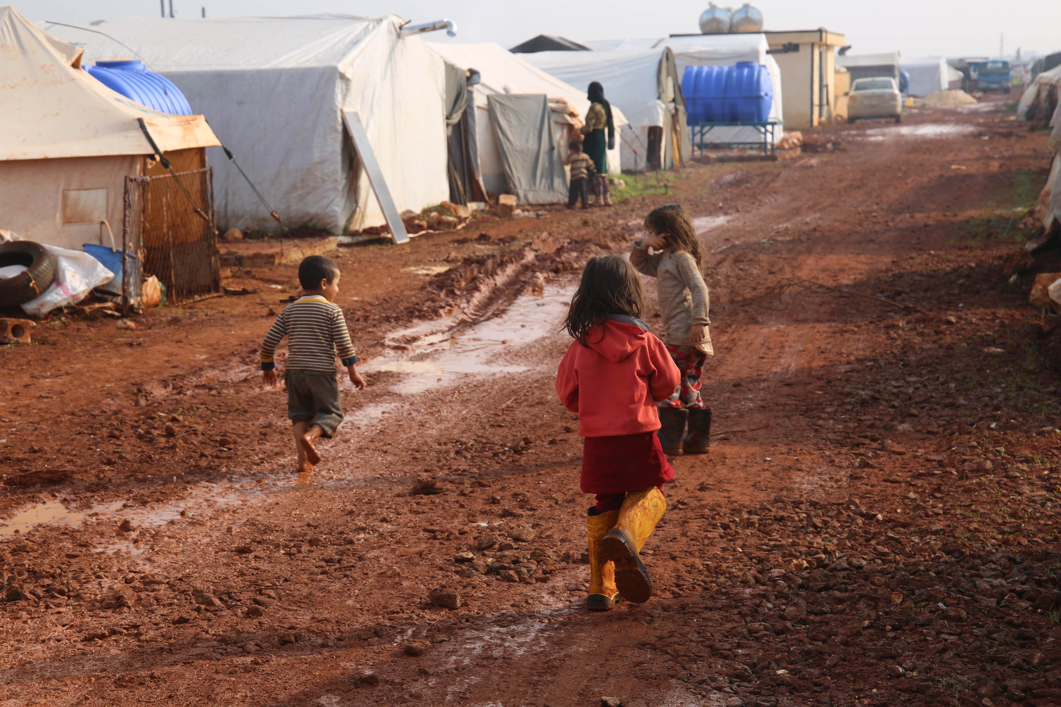 Children play in a refugee camp in Syria